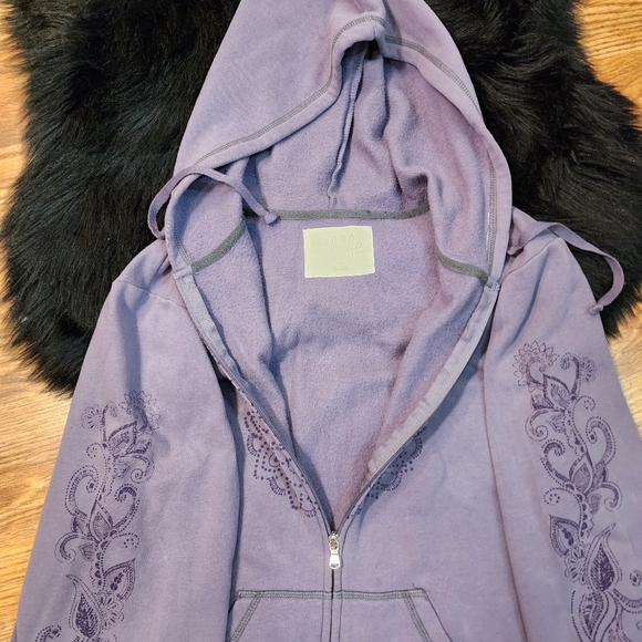 Made For Life Purple Zip-up Hoodie With Floral Design on Front and Arms … - Picture 7 of 10